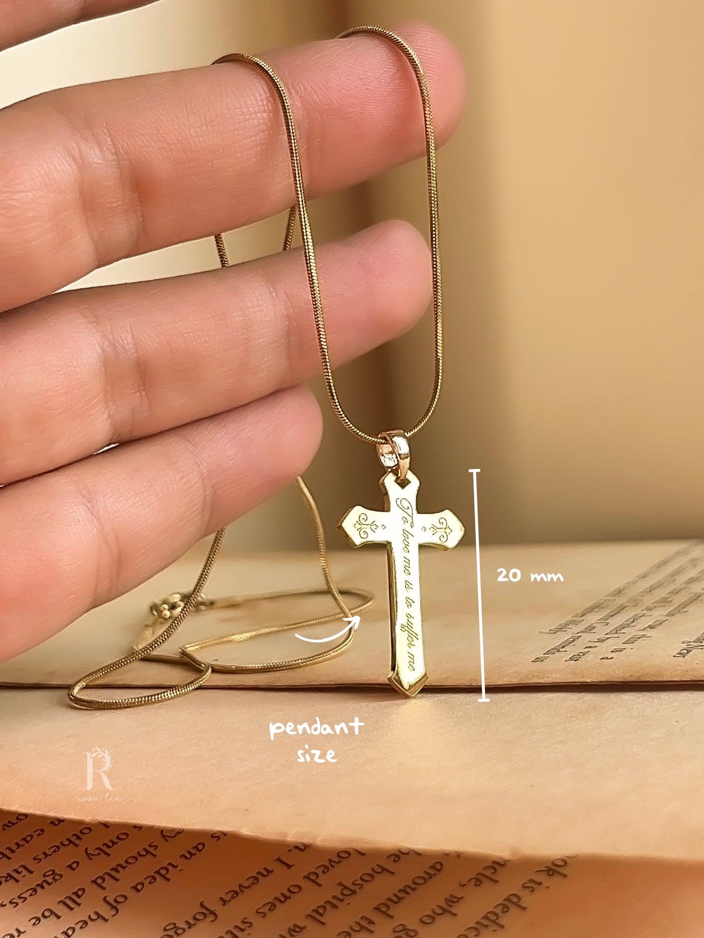 To Love Me Is To Suffer Me | Engraved Cross Pendant | Stainless Steel Necklace