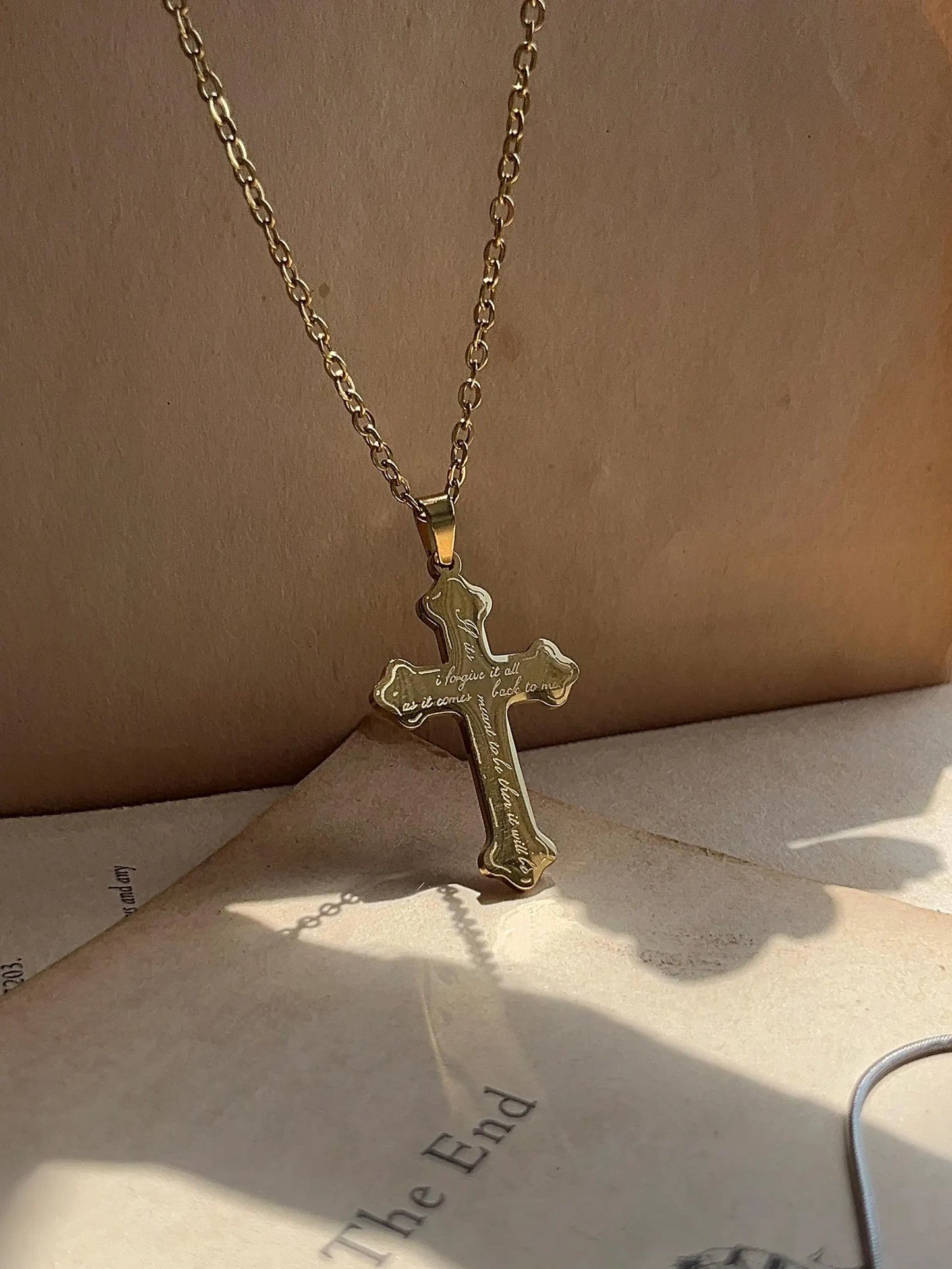 If It's Meant To Be | Cross Pendant | Sun Bleached Flies Lyrics Back To Back Engraved - by Rosa Lia