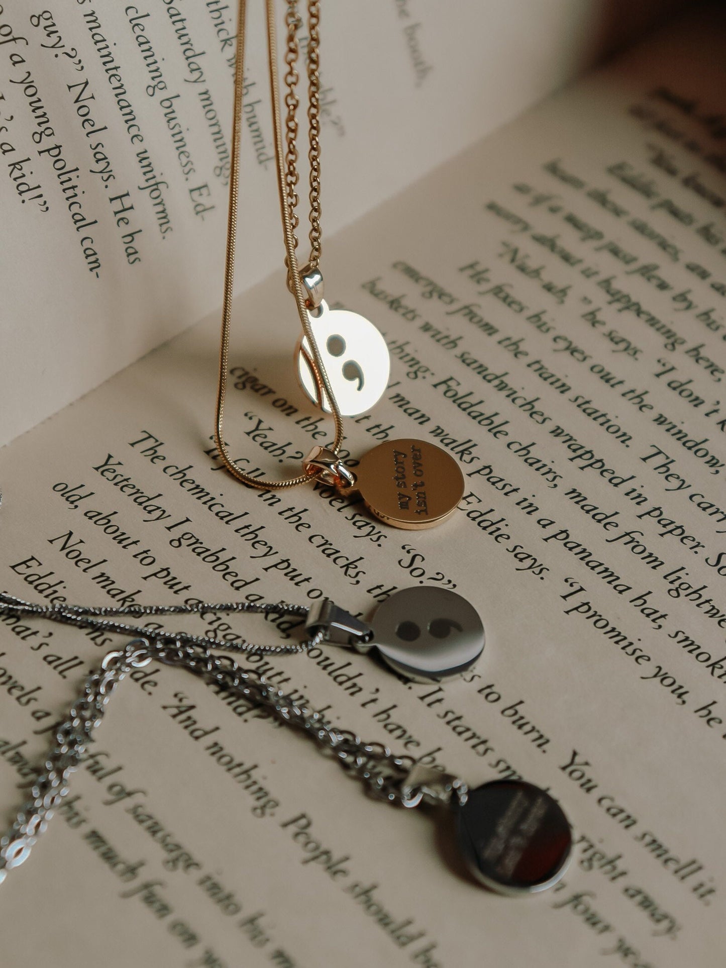 Hope - Semi Colon | Back To Back Engraved Necklace - Rosa Lia