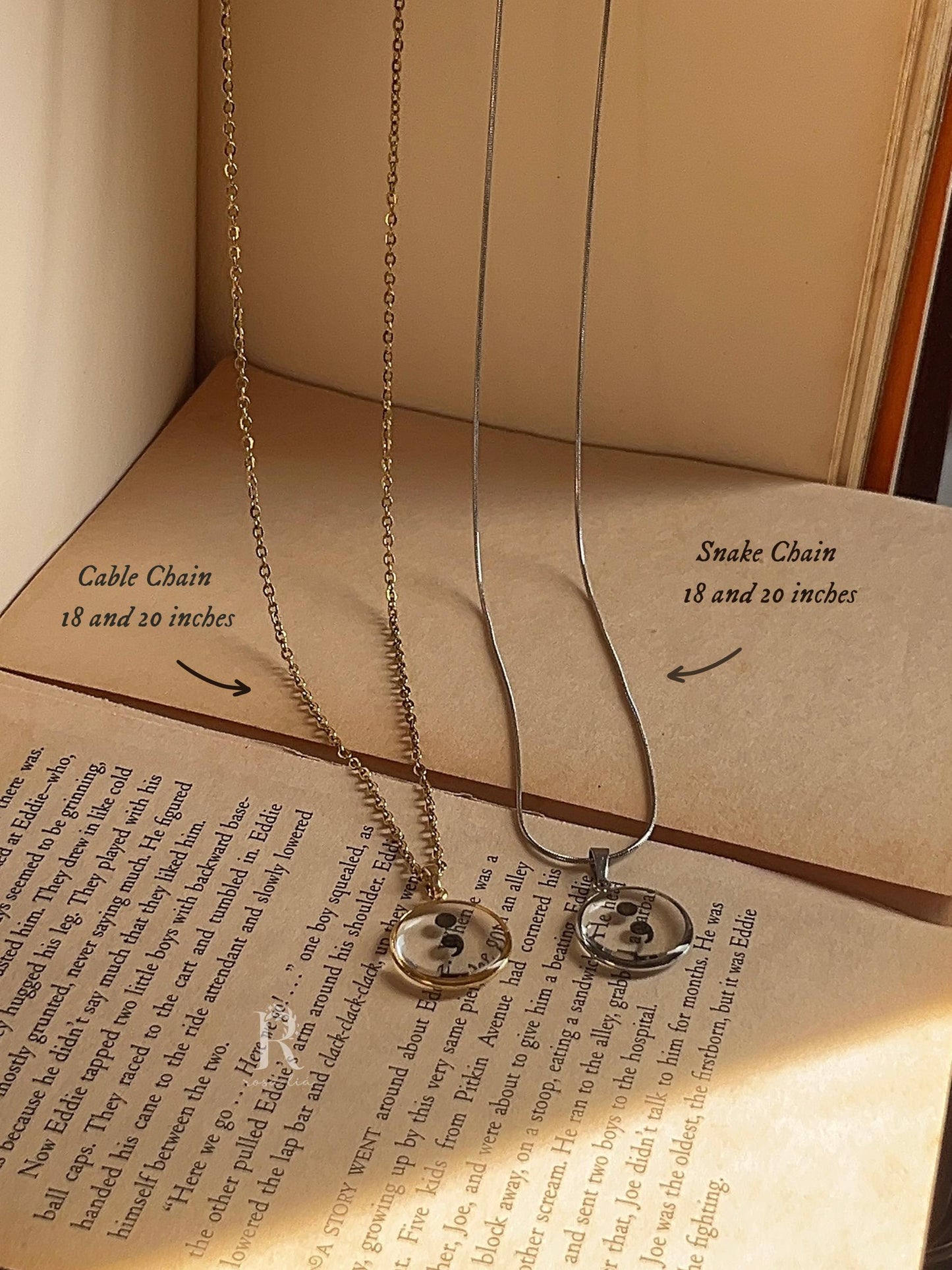 Hope - Semi Colon Necklace - Resin Necklace by Rosa Lia