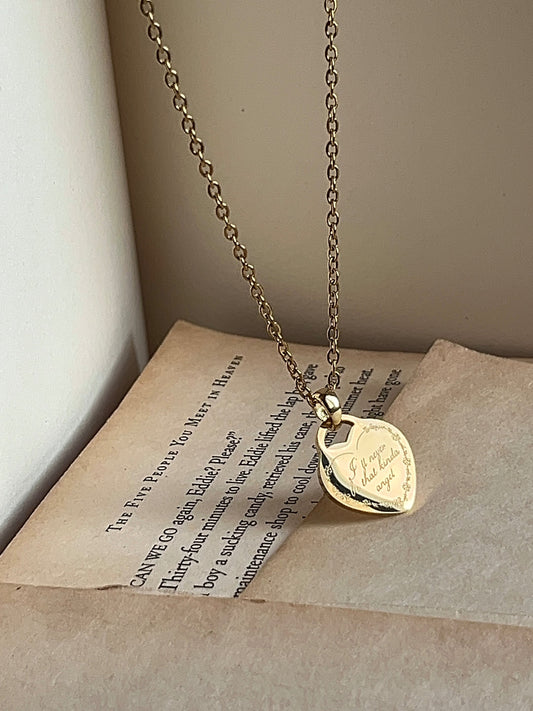 'll Never Be That Kinda Angel | Engraved Heart Pendant | Stainless Steel Necklace