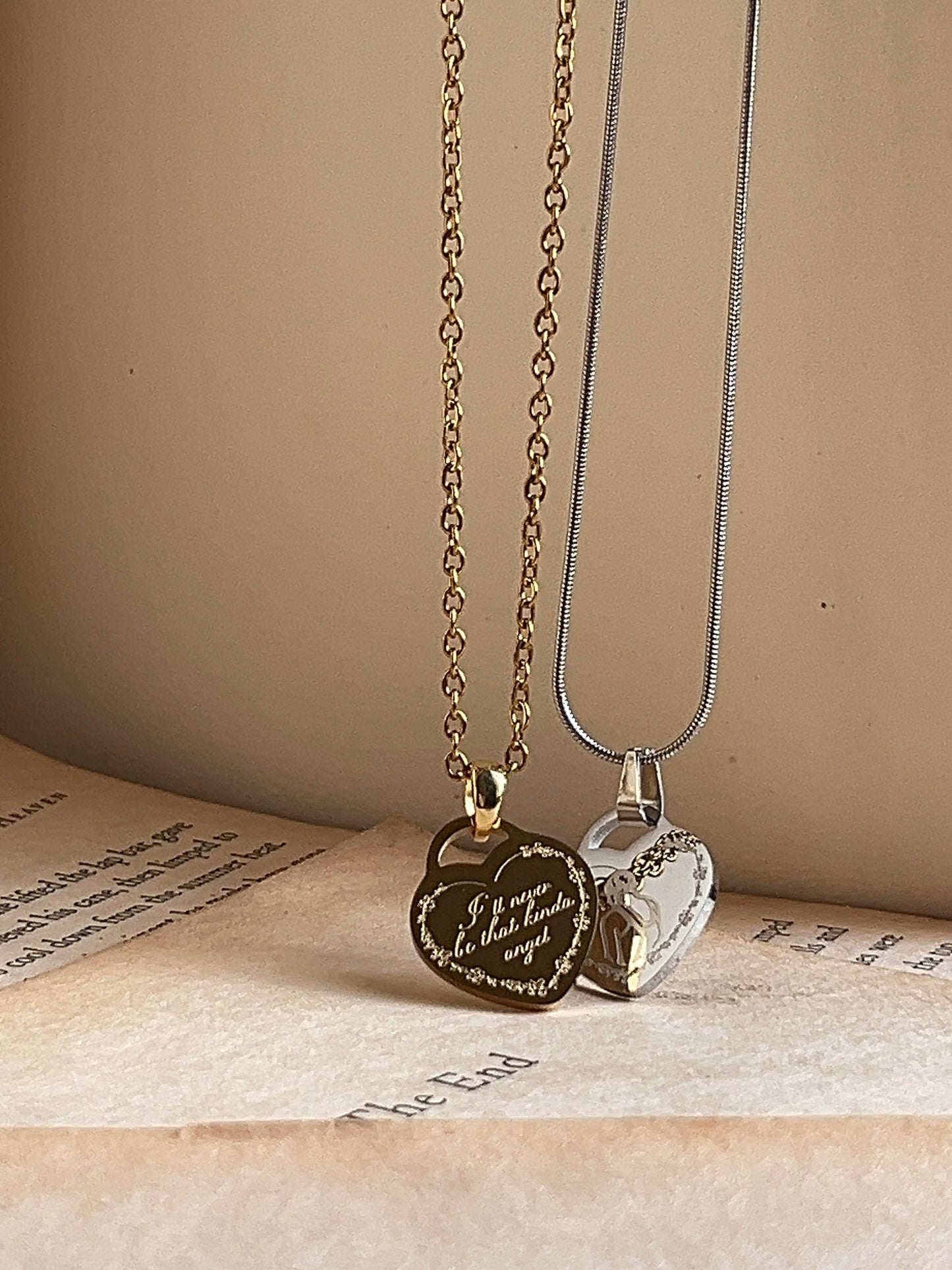 'll Never Be That Kinda Angel | Engraved Heart Pendant | Stainless Steel Necklace