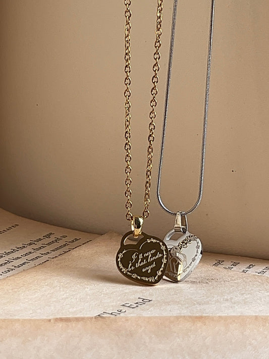 'll Never Be That Kinda Angel | Engraved Heart Pendant | Stainless Steel Necklace