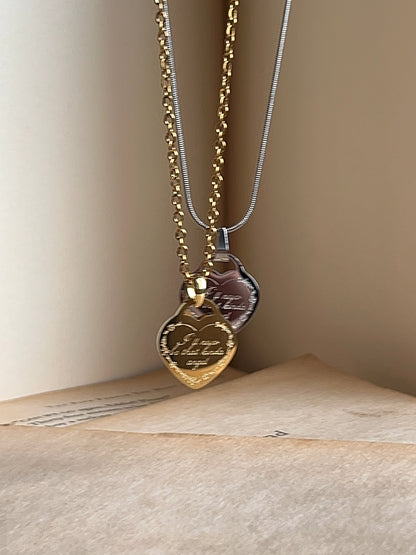 'll Never Be That Kinda Angel | Engraved Heart Pendant | Stainless Steel Necklace