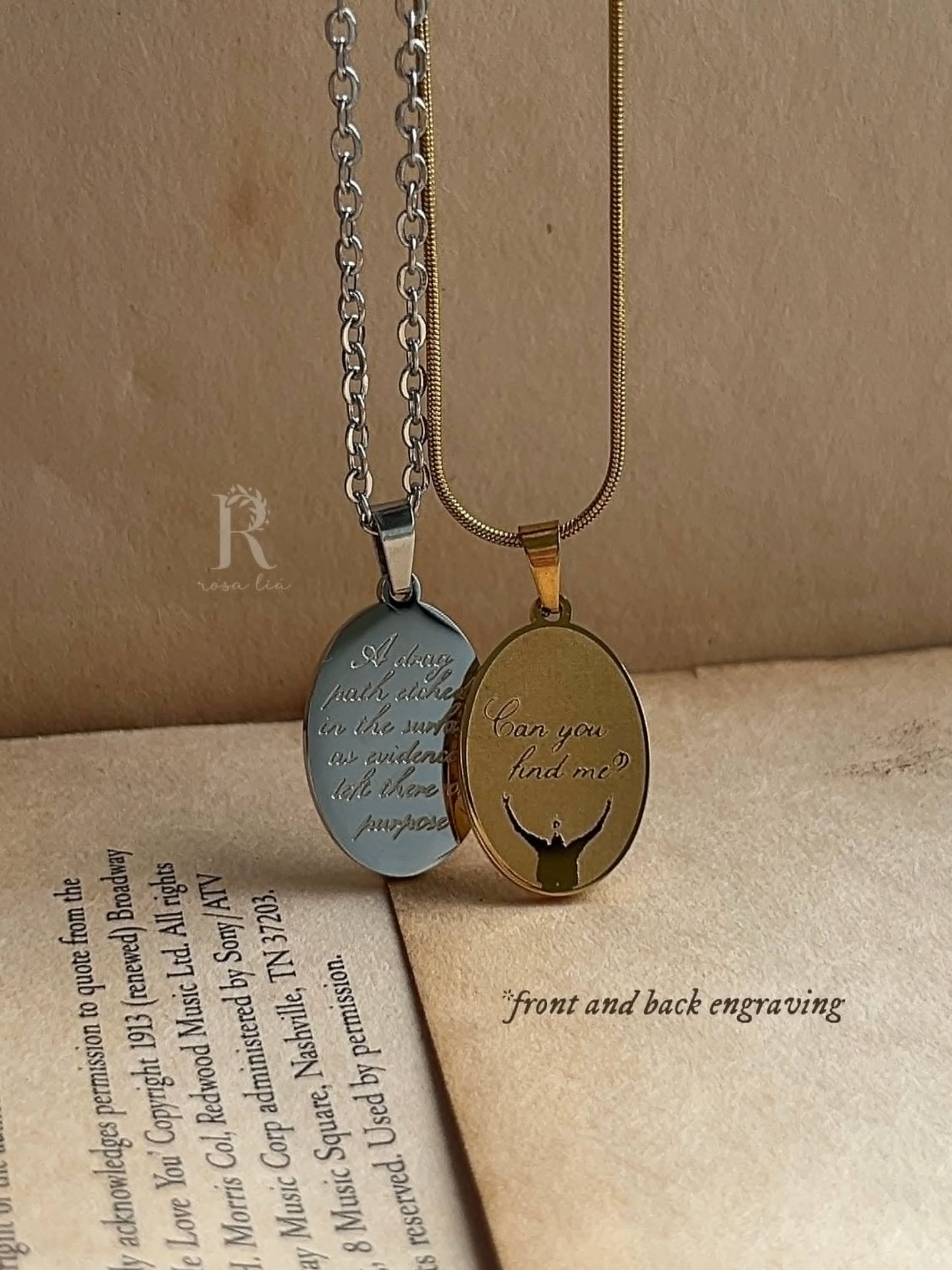 Drag Path | Lyric Engraved | Stainless Steel Necklace - by Rosa Lia