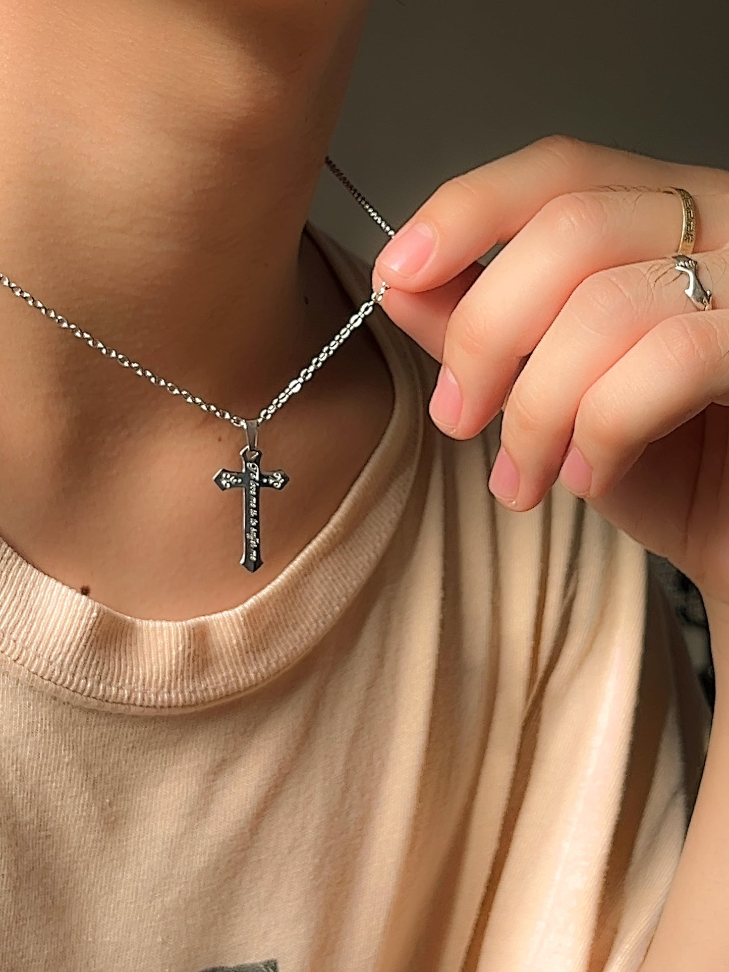 To Love Me Is To Suffer Me | Engraved Cross Pendant | Stainless Steel Necklace