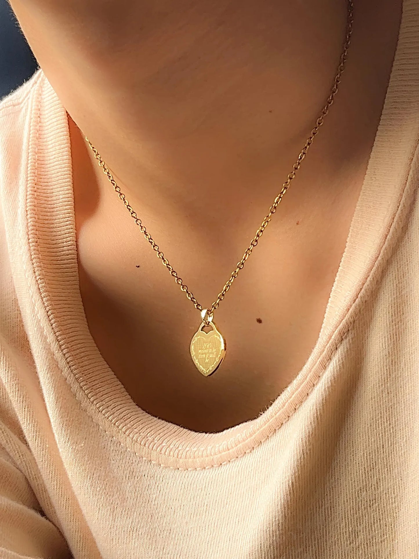 'll Never Be That Kinda Angel | Engraved Heart Pendant | Stainless Steel Necklace