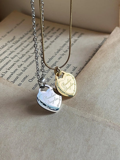Preacher's Daughter | Engraved Heart Pendant | Stainless Steel Necklace