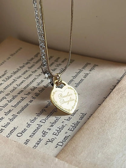 Preacher's Daughter | Engraved Heart Pendant | Stainless Steel Necklace