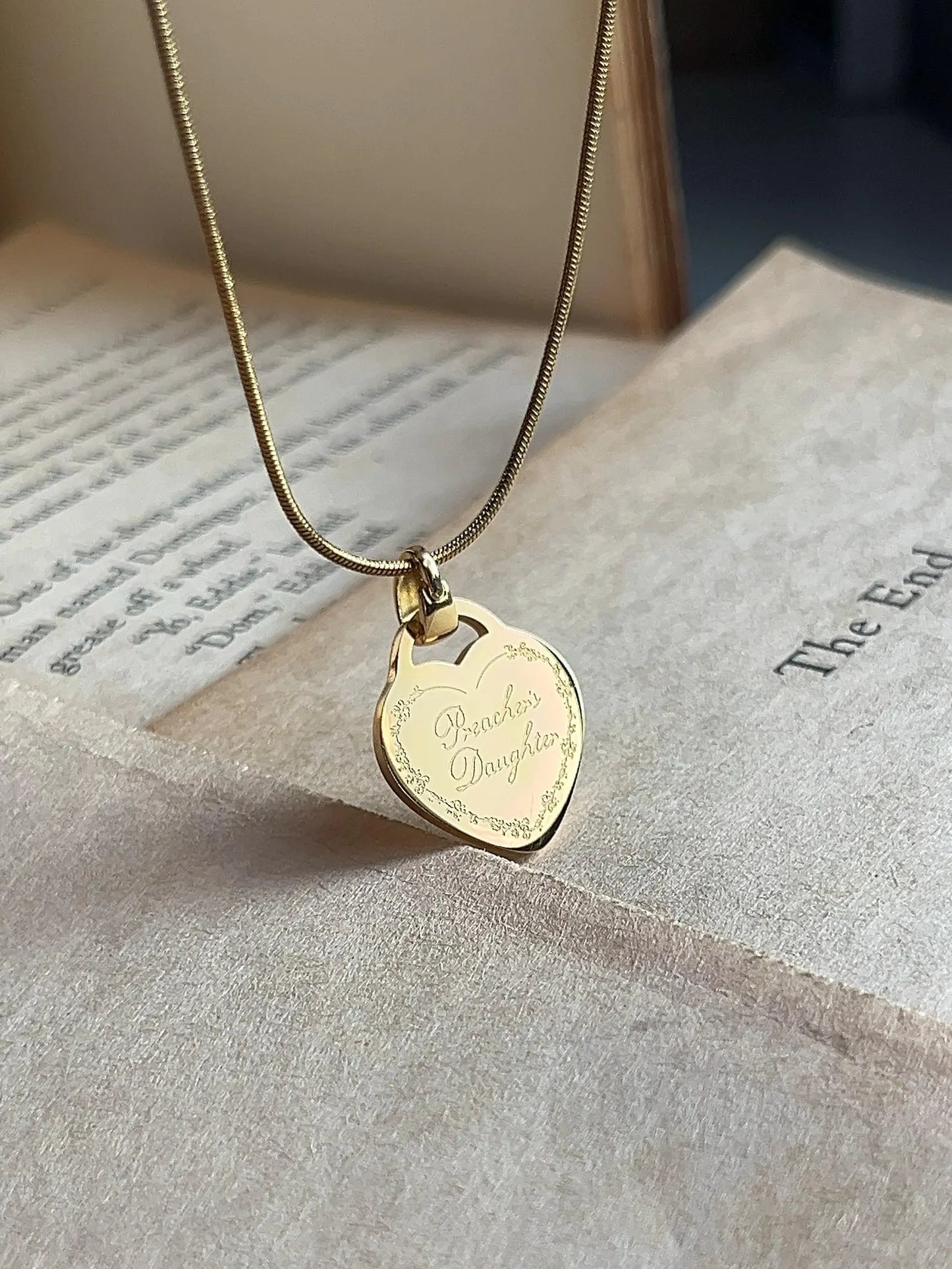 Preacher's Daughter | Engraved Heart Pendant | Stainless Steel Necklace