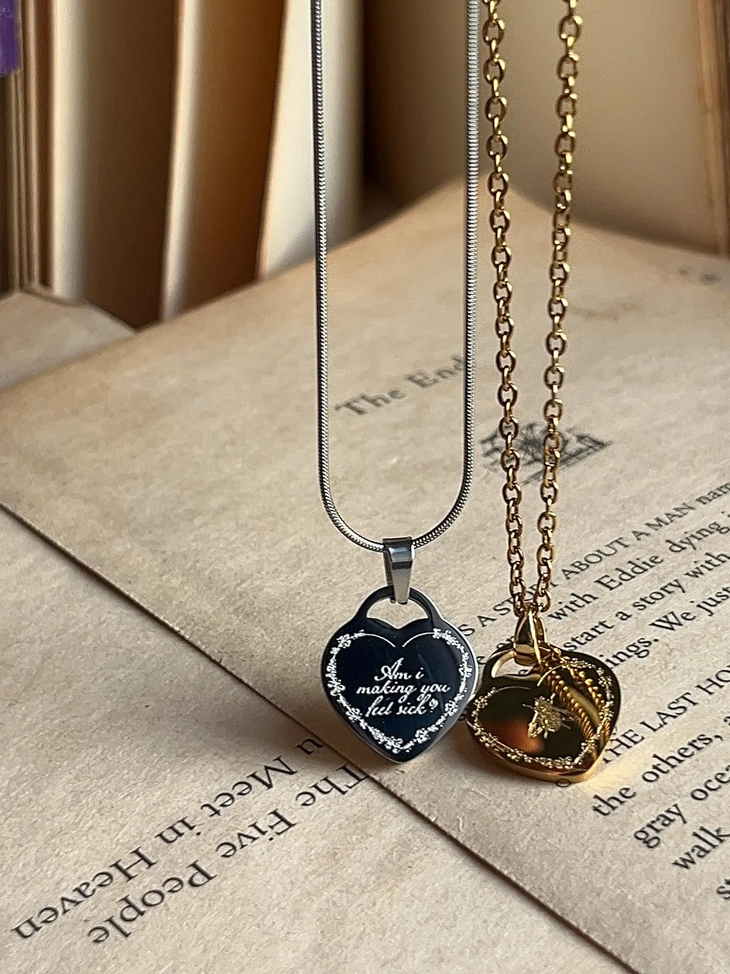 Am I Making You Feel Sick | Engraved Heart Pendant | Stainless Steel Necklace