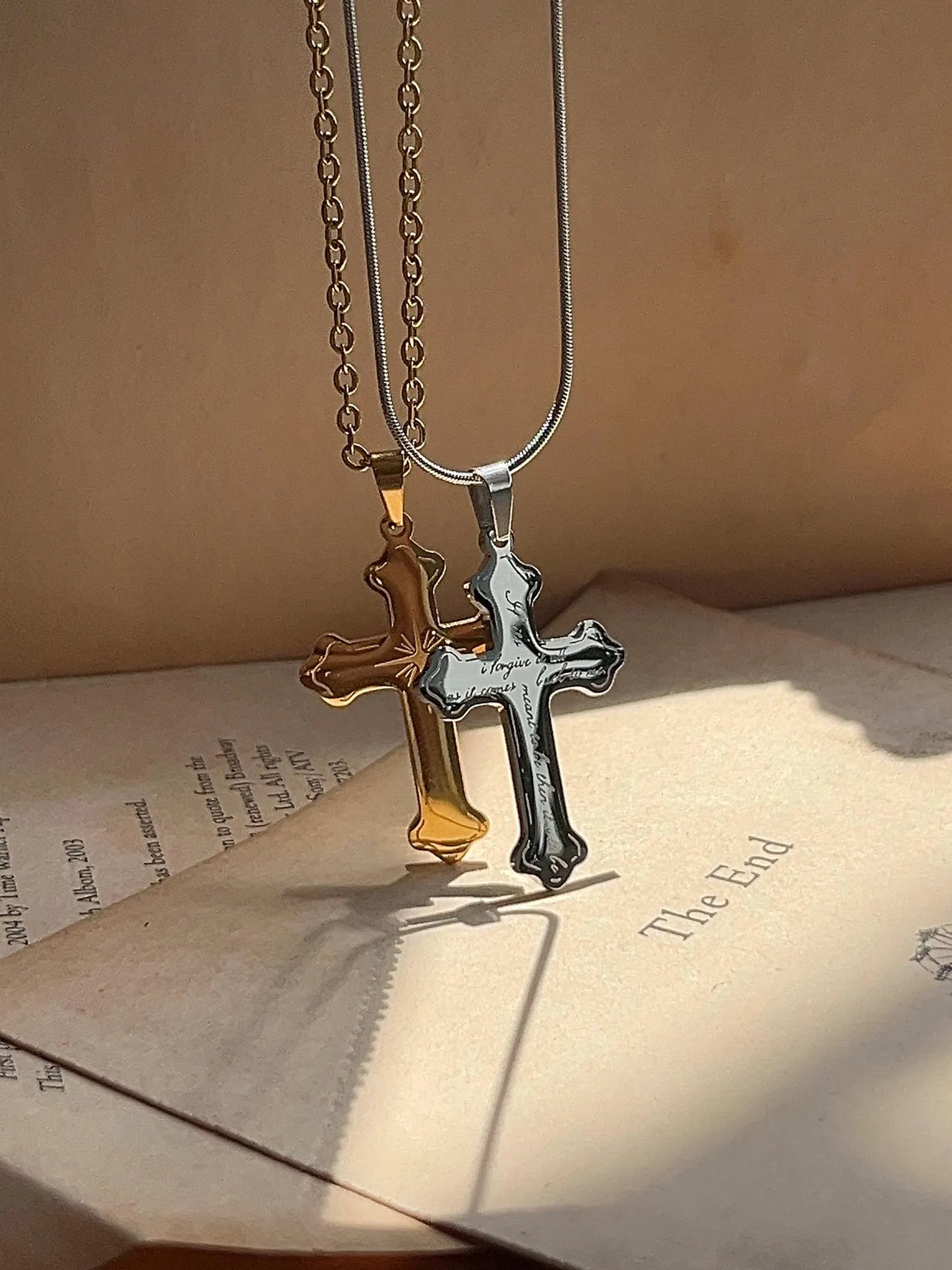 If It's Meant To Be | Cross Pendant | Sun Bleached Flies Lyrics Back To Back Engraved - by Rosa Lia