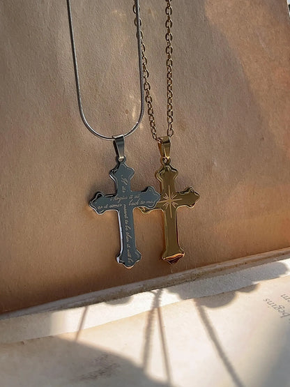 If It's Meant To Be | Cross Pendant | Sun Bleached Flies Lyrics Back To Back Engraved - by Rosa Lia