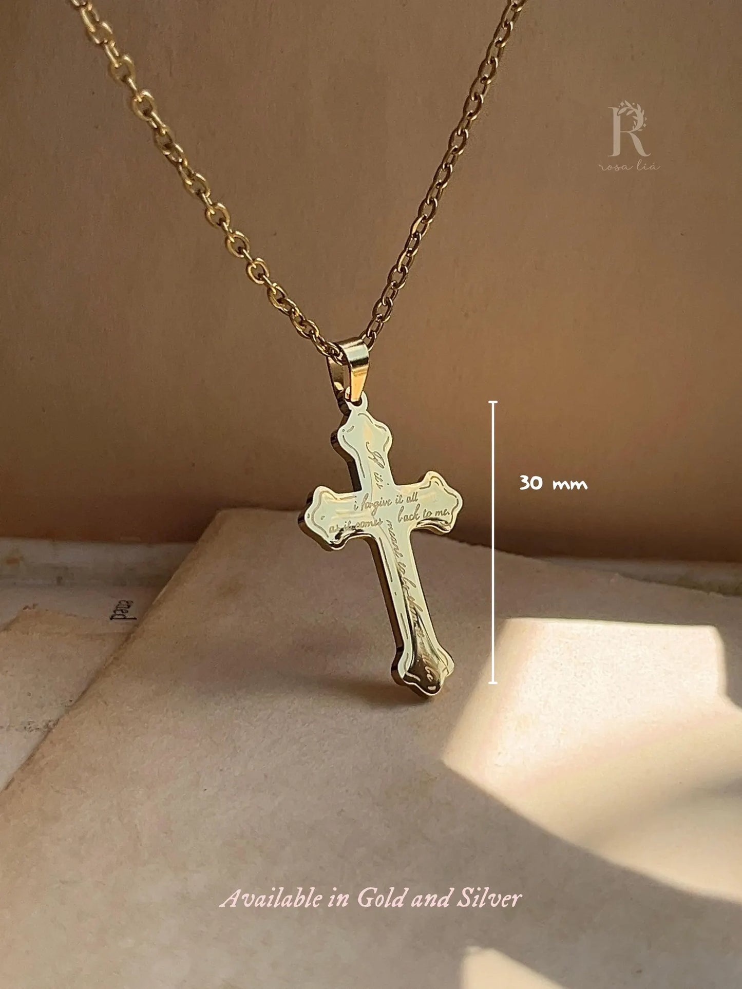 If It's Meant To Be | Cross Pendant | Sun Bleached Flies Lyrics Back To Back Engraved - by Rosa Lia