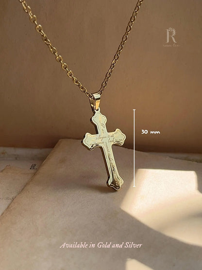 If It's Meant To Be | Cross Pendant | Sun Bleached Flies Lyrics Back To Back Engraved - by Rosa Lia