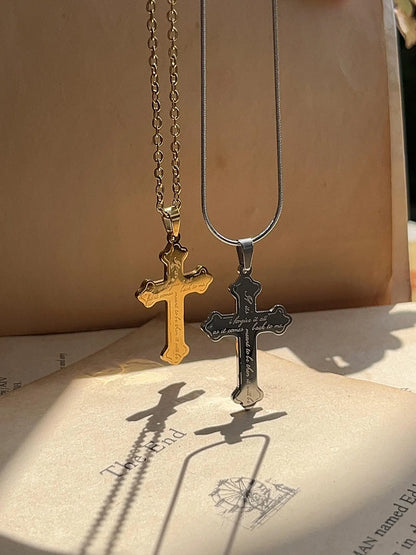 If It's Meant To Be | Cross Pendant | Sun Bleached Flies Lyrics Back To Back Engraved - by Rosa Lia