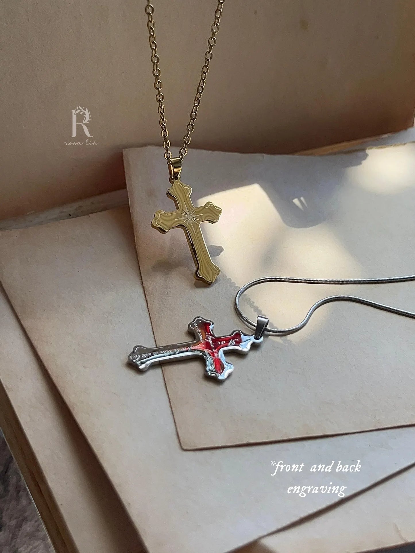 If It's Meant To Be | Cross Pendant | Sun Bleached Flies Lyrics Back To Back Engraved - by Rosa Lia