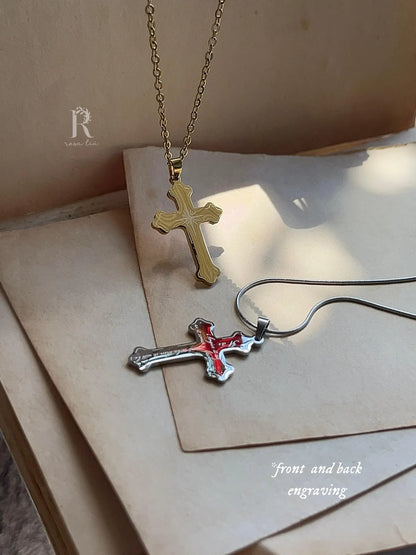 If It's Meant To Be | Cross Pendant | Sun Bleached Flies Lyrics Back To Back Engraved - by Rosa Lia