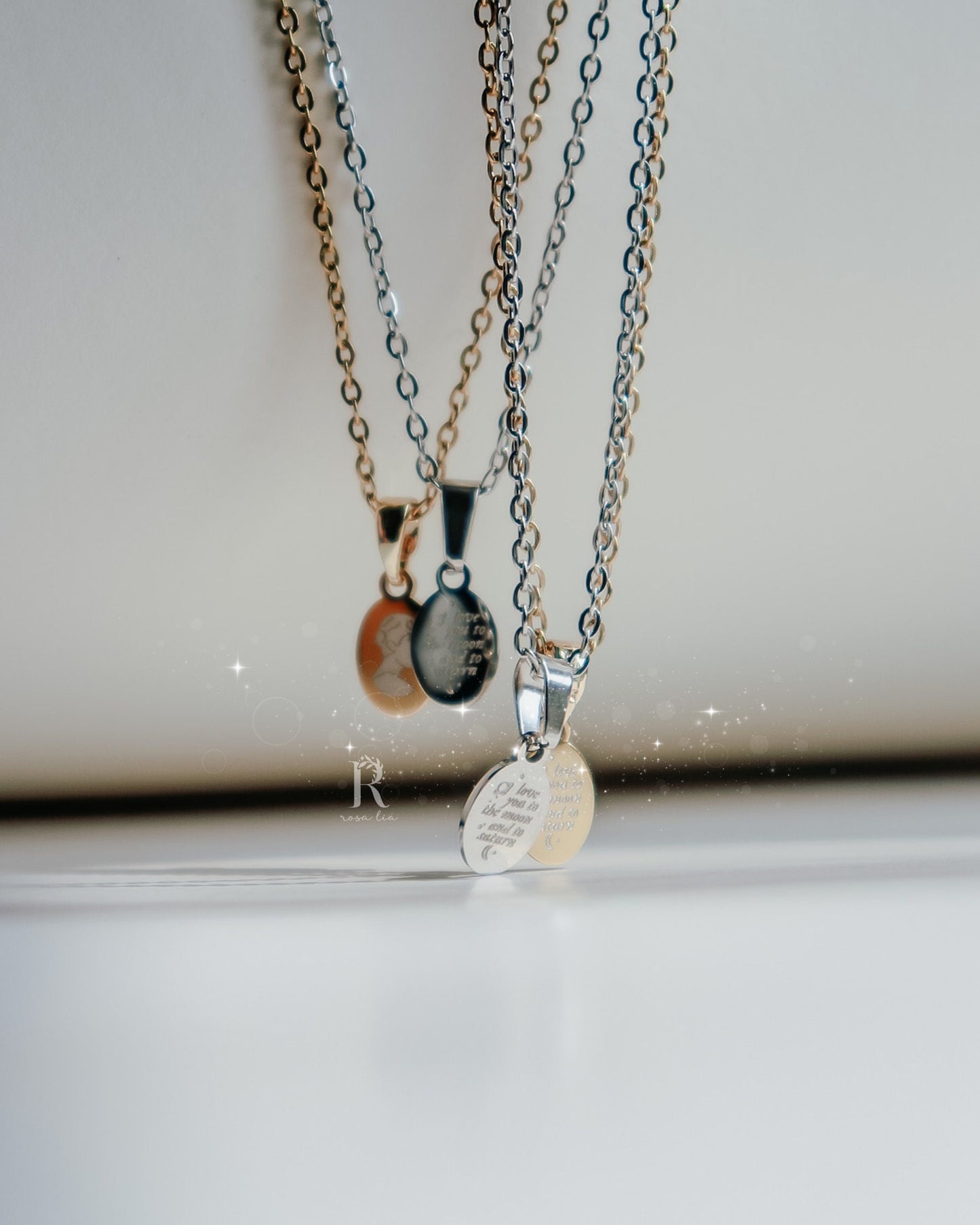 Love You To The Moon And Saturn Necklace -  Seven Inspired Necklace by Rosa Lia