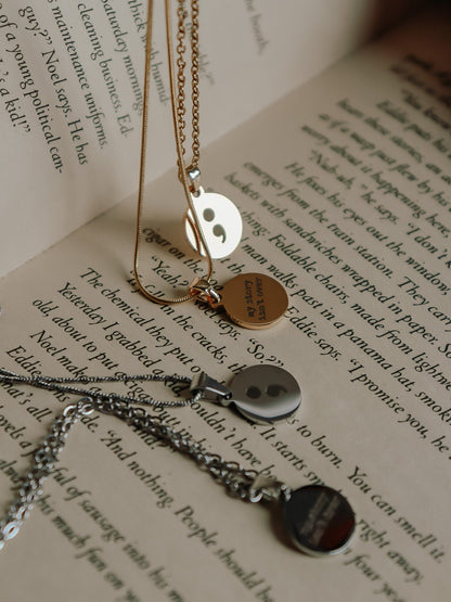 Hope - Semi Colon | Back To Back Engraved Necklace - Rosa Lia