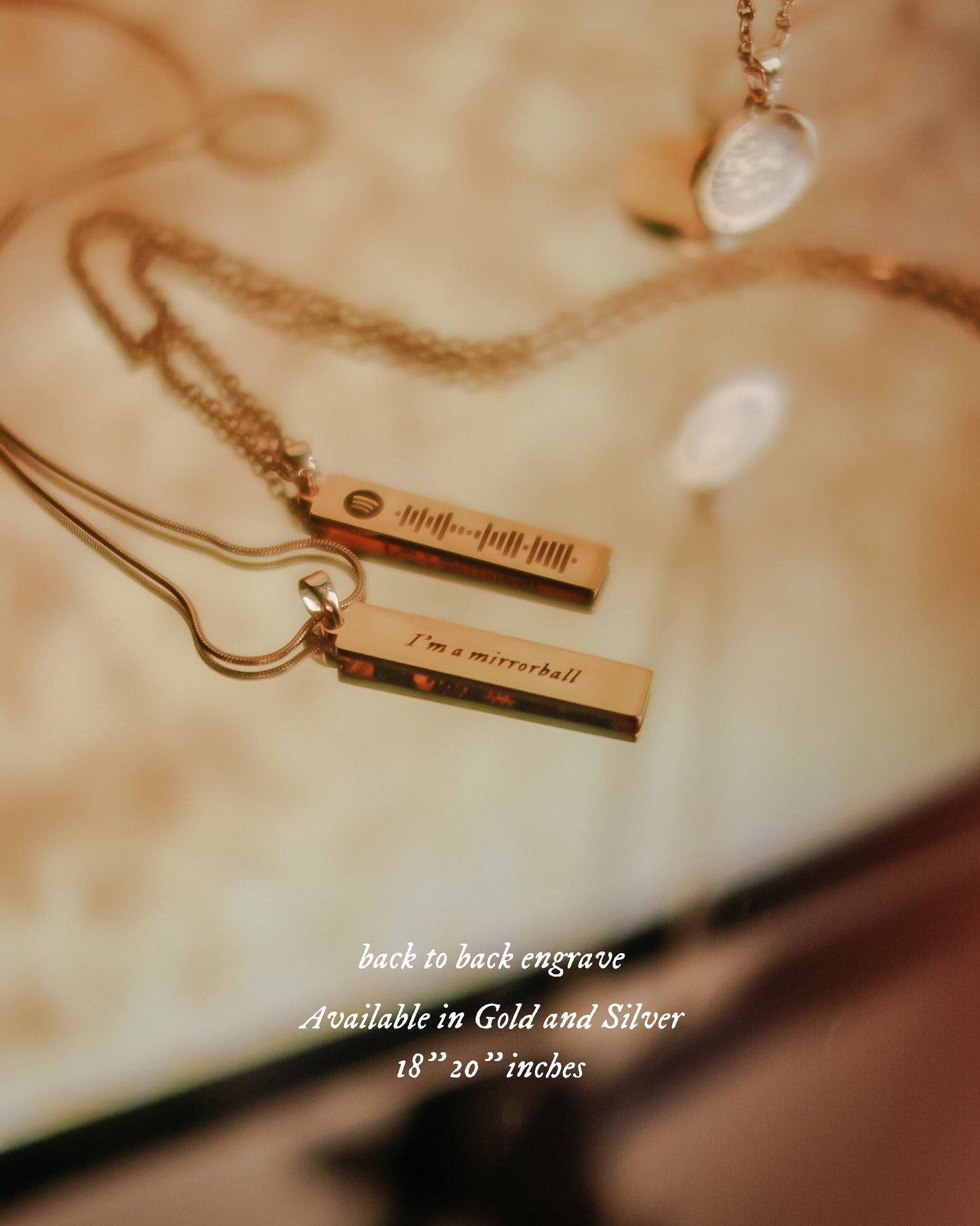 Shining Mirrorball Necklace - back to back engrave - Rosa Lia