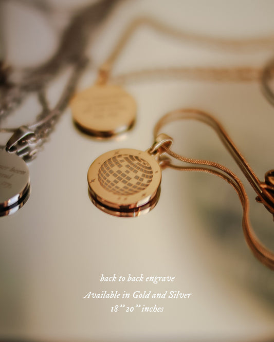 Shining Mirrorball Necklace - back to back engrave - Rosa Lia