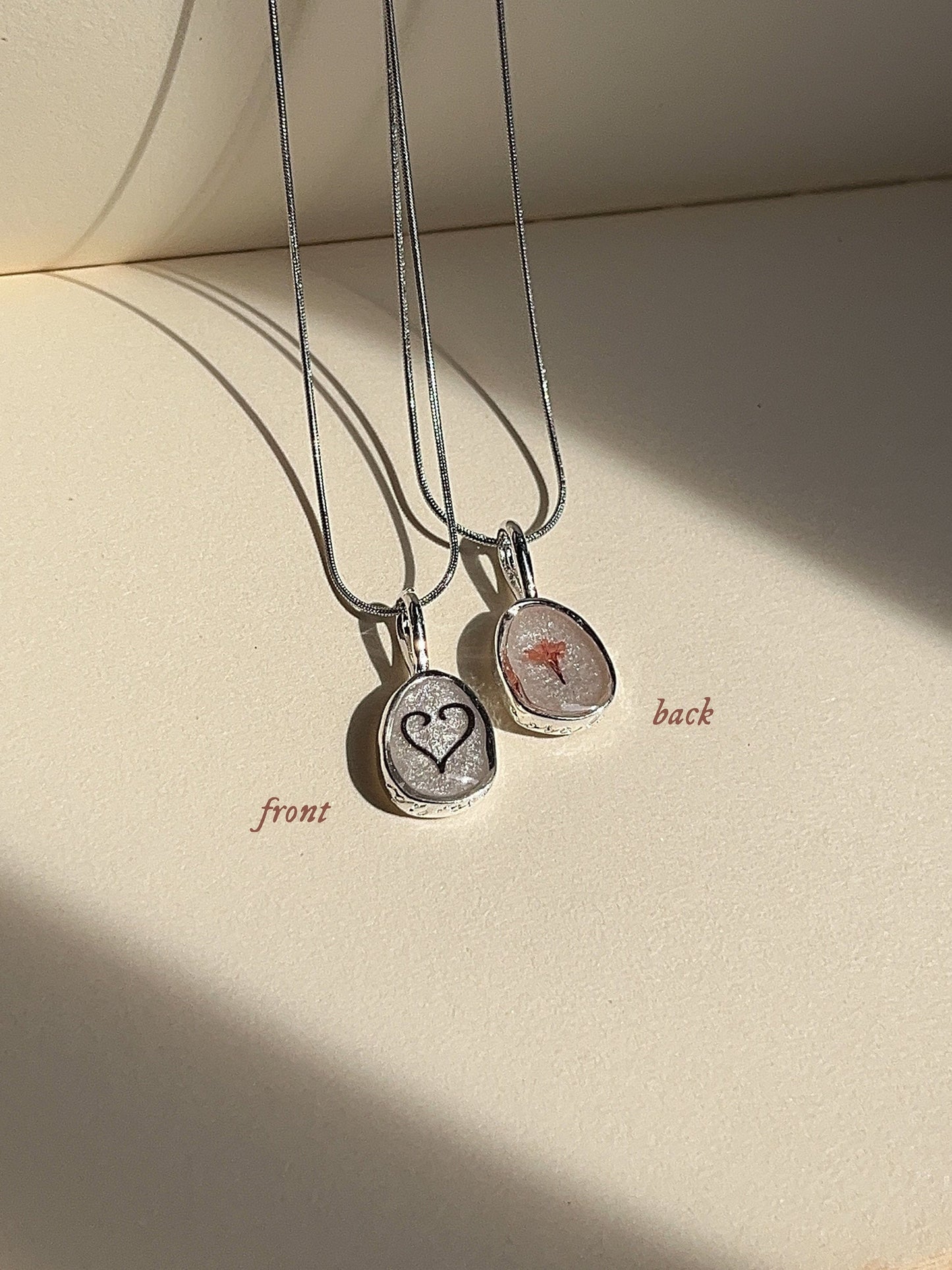 Heart Tattoo Resin Necklace with Dried Flower - 'It Ends With Us' Inspired