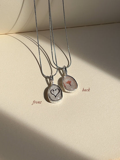 Heart Tattoo Resin Necklace with Dried Flower - 'It Ends With Us' Inspired