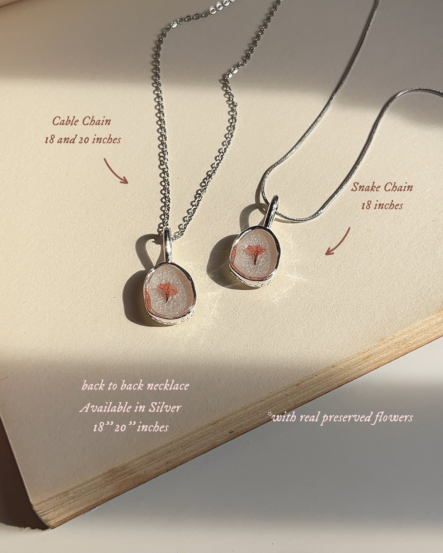 Heart Tattoo Resin Necklace with Dried Flower - 'It Ends With Us' Inspired