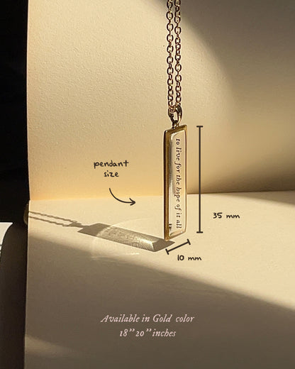Live For The Hope Of It All - Inspired Necklace - Resin Necklace by Rosa Lia