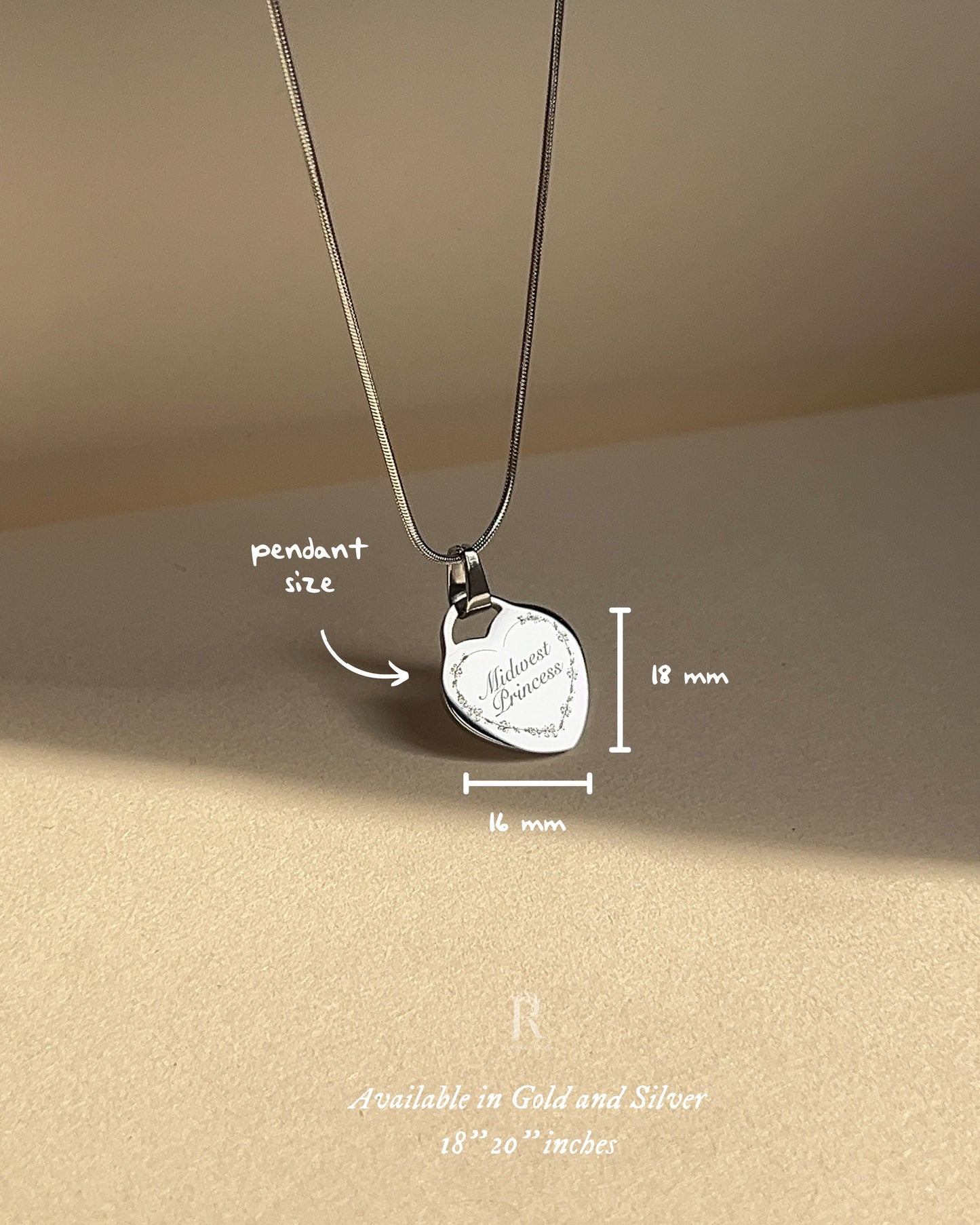Midwest Princess - Engraved Heart Shaped | Inspired Necklace - by Rosa Lia