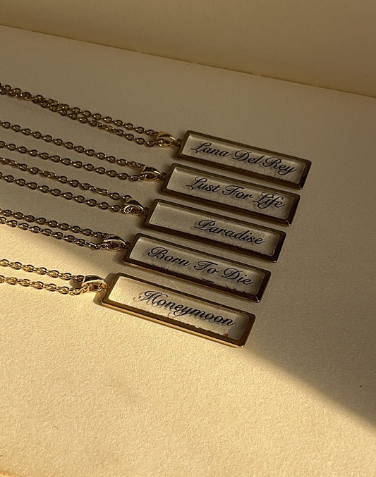 LDR Inspired Resin Pendant Necklace: Stainless Steel Chain