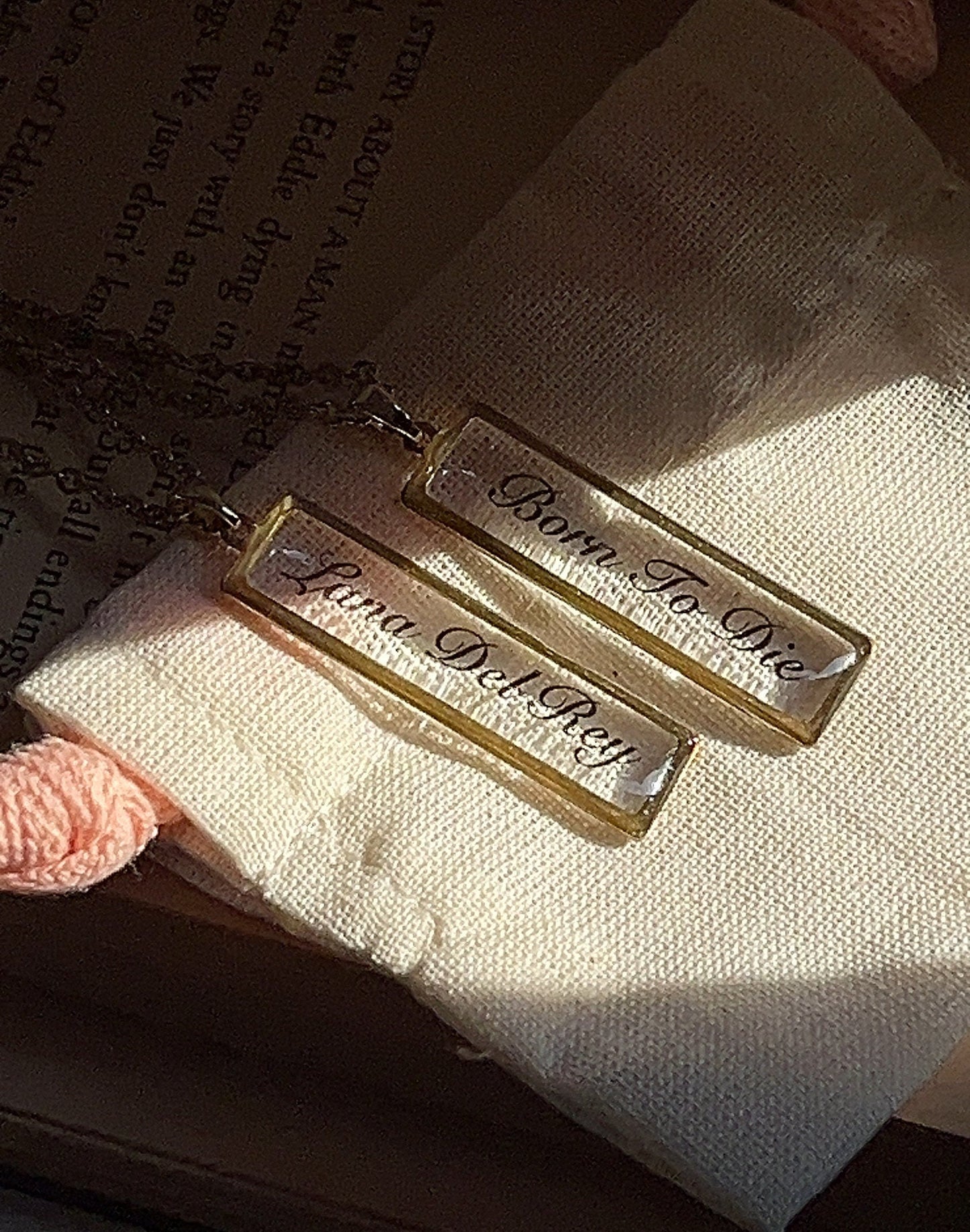 LDR Inspired Resin Pendant Necklace: Stainless Steel Chain
