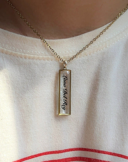 LDR Inspired Resin Pendant Necklace: Stainless Steel Chain