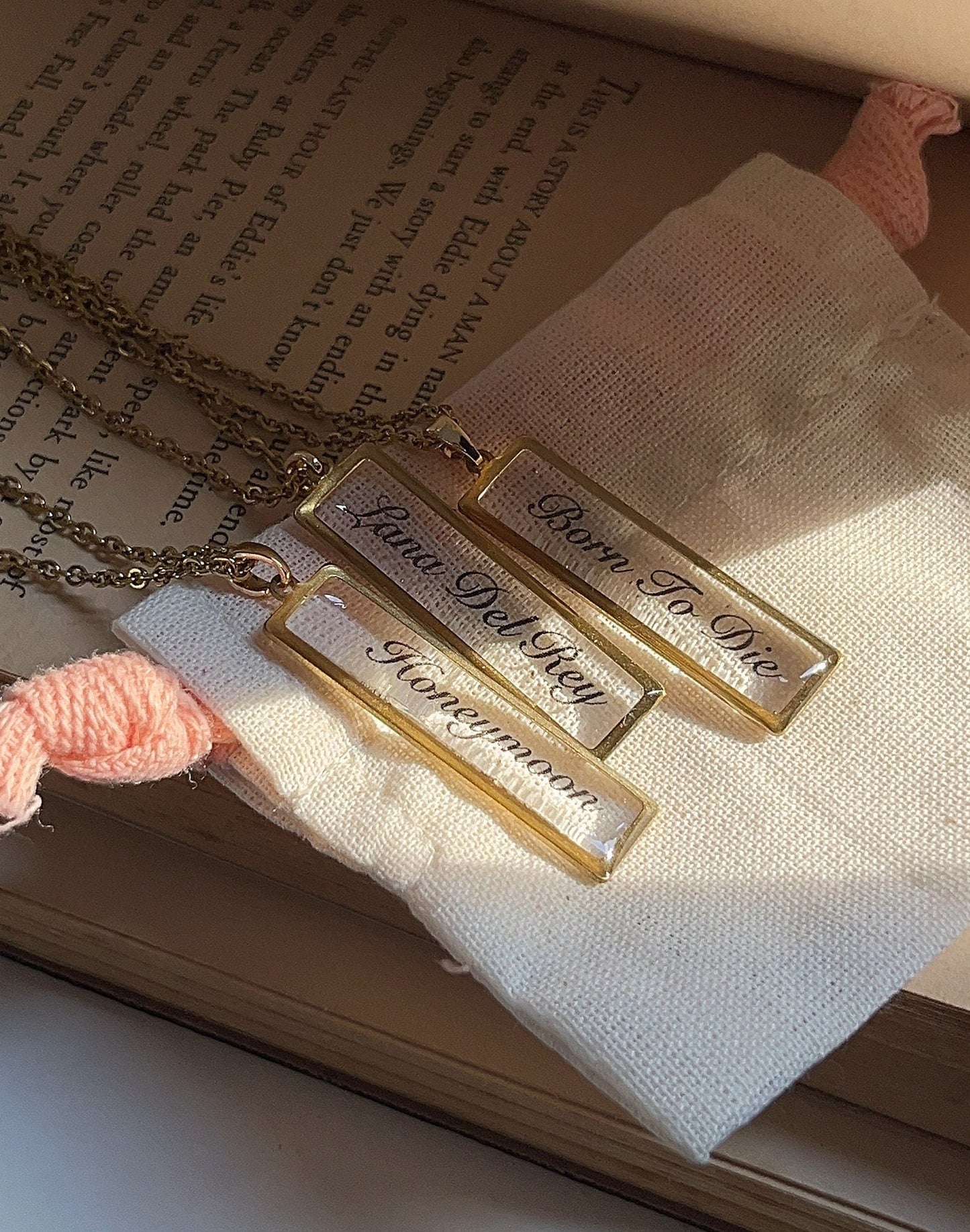 LDR Inspired Resin Pendant Necklace: Stainless Steel Chain