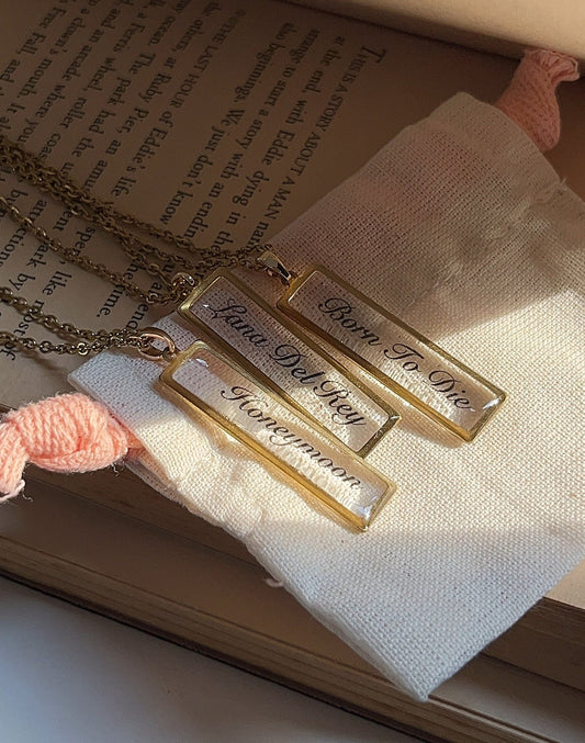 LDR Inspired Resin Pendant Necklace: Stainless Steel Chain