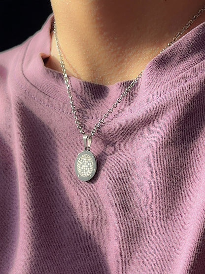 Shining Mirrorball Necklace - back to back engrave - Rosa Lia
