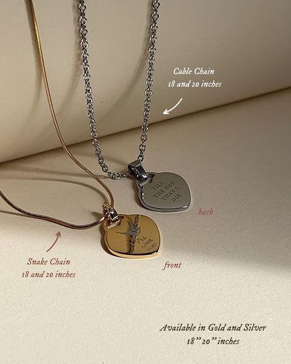 Engraved Heart Necklace: Stainless Steel - Birds Of A Feather - Billie Inspired