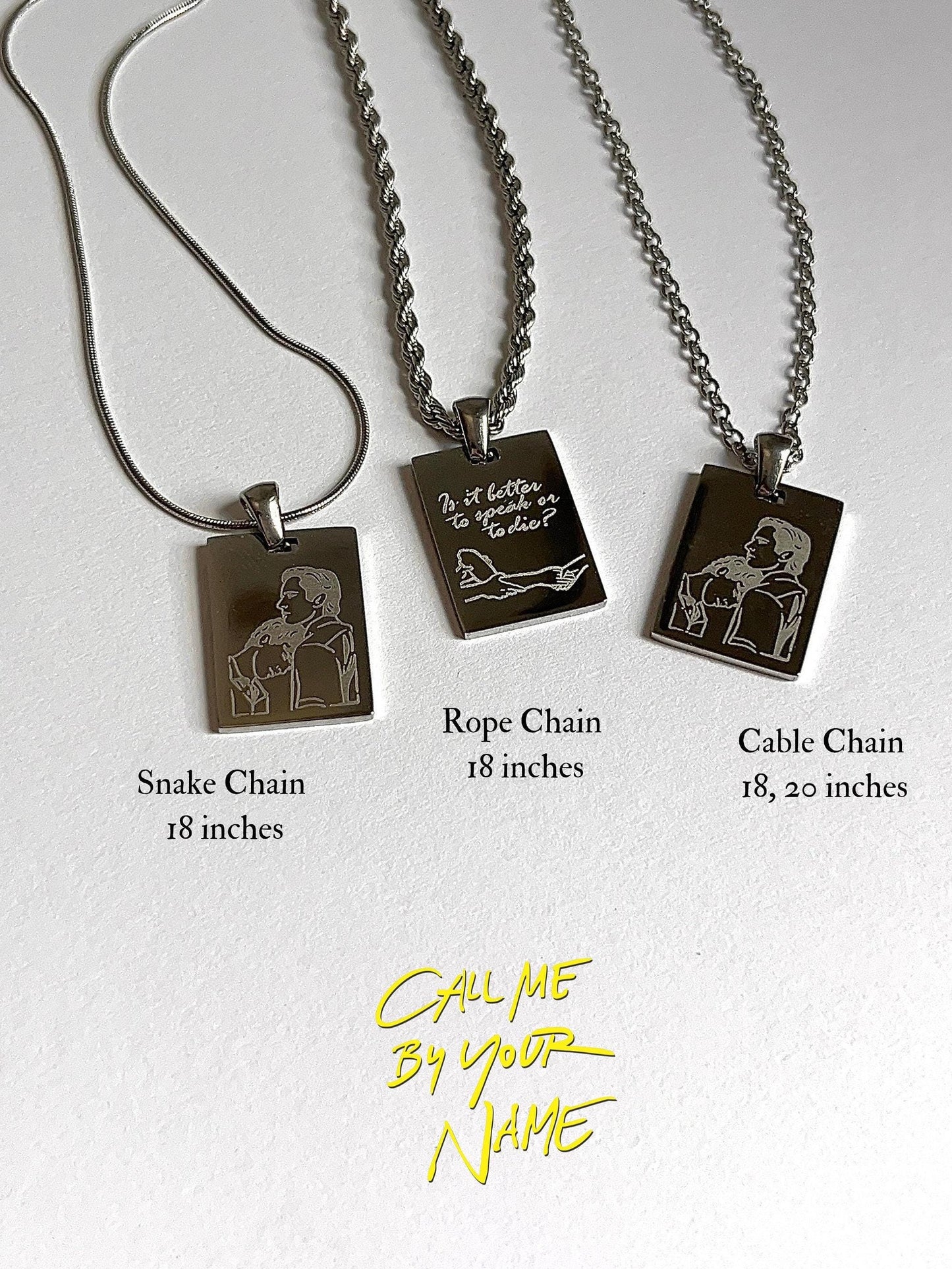 Call Me by Your Name Inspired Necklace: Engraved Stainless Steel Pendant
