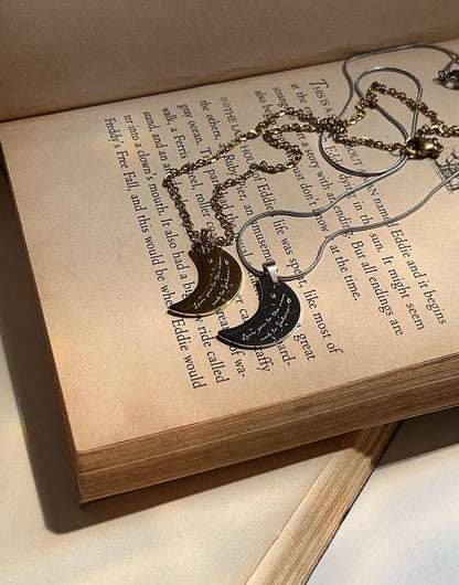 Love You To The Moon And To Saturn - Engraved Pendant Necklace: Stainless Steel