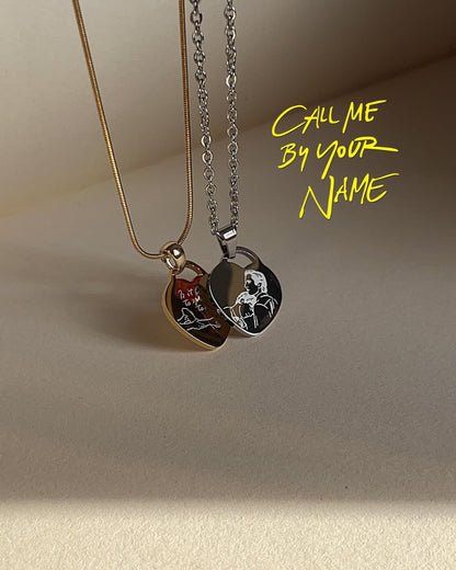 Call Me by Your Name - Inspired Necklace - Back-to-Back Engrave - Heart Pendant | by Rosa Lia