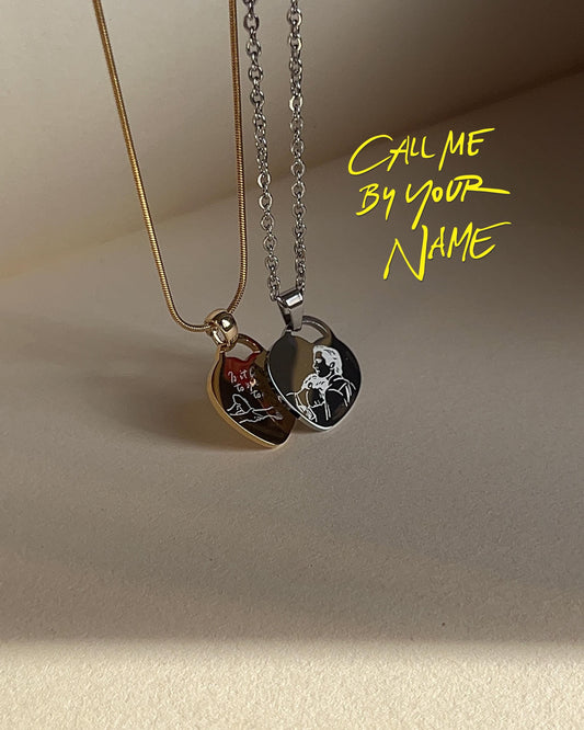 Call Me by Your Name - Inspired Necklace - Back-to-Back Engrave - Heart Pendant | by Rosa Lia