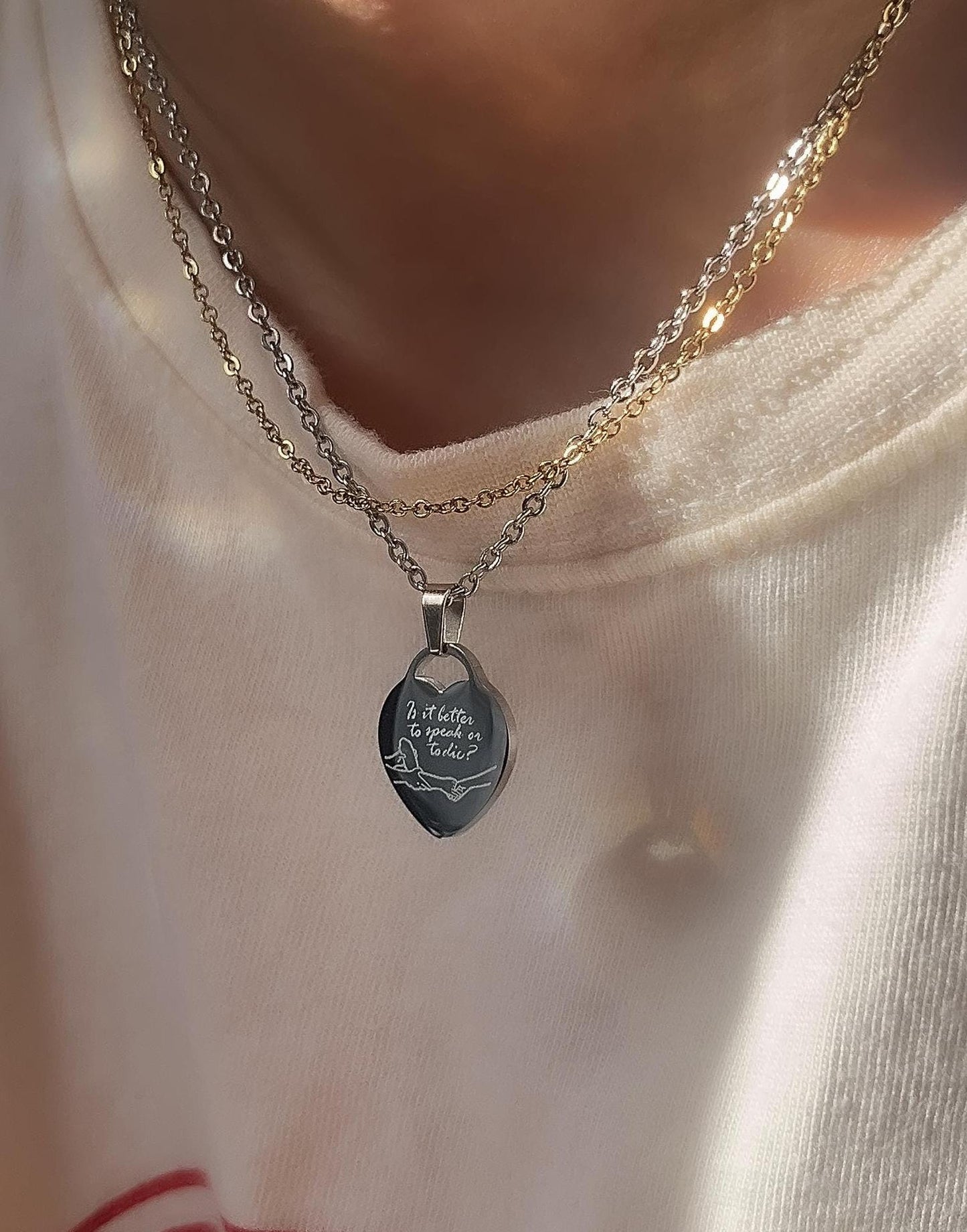 Call Me by Your Name - Inspired Necklace - Back-to-Back Engrave - Heart Pendant | by Rosa Lia