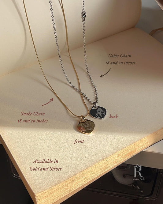 Call Me by Your Name - Inspired Necklace - Back-to-Back Engrave - Heart Pendant | by Rosa Lia