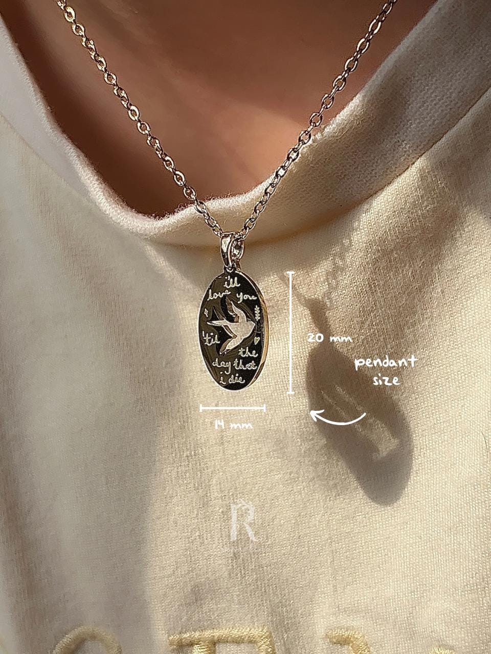 Birds of A Feather Engraved Necklace: Stainless Steel Billie Inspired Pendant