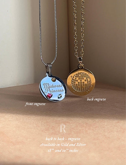 Midwest Princess | Shining Disco Ball - Back to back engraved | Inspired Necklace - by Rosa Lia