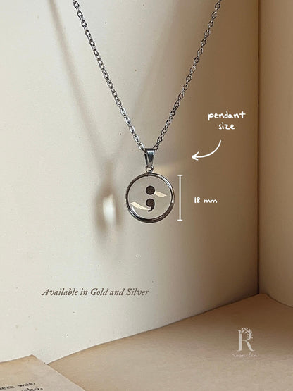 Hope - Semi Colon Necklace - Resin Necklace by Rosa Lia