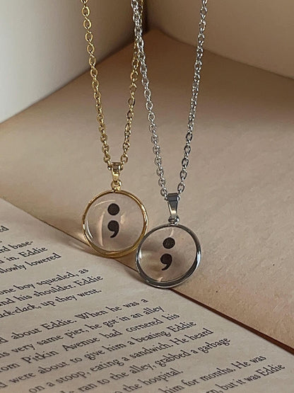 Hope - Semi Colon Necklace - Resin Necklace by Rosa Lia