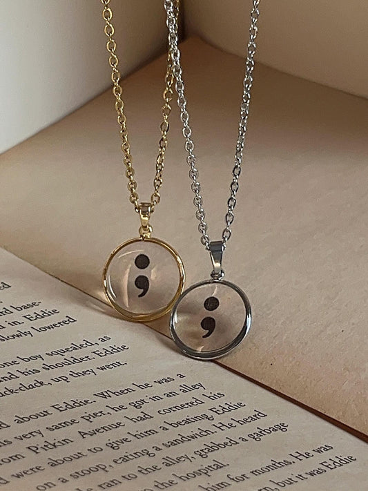 Hope - Semi Colon Necklace - Resin Necklace by Rosa Lia