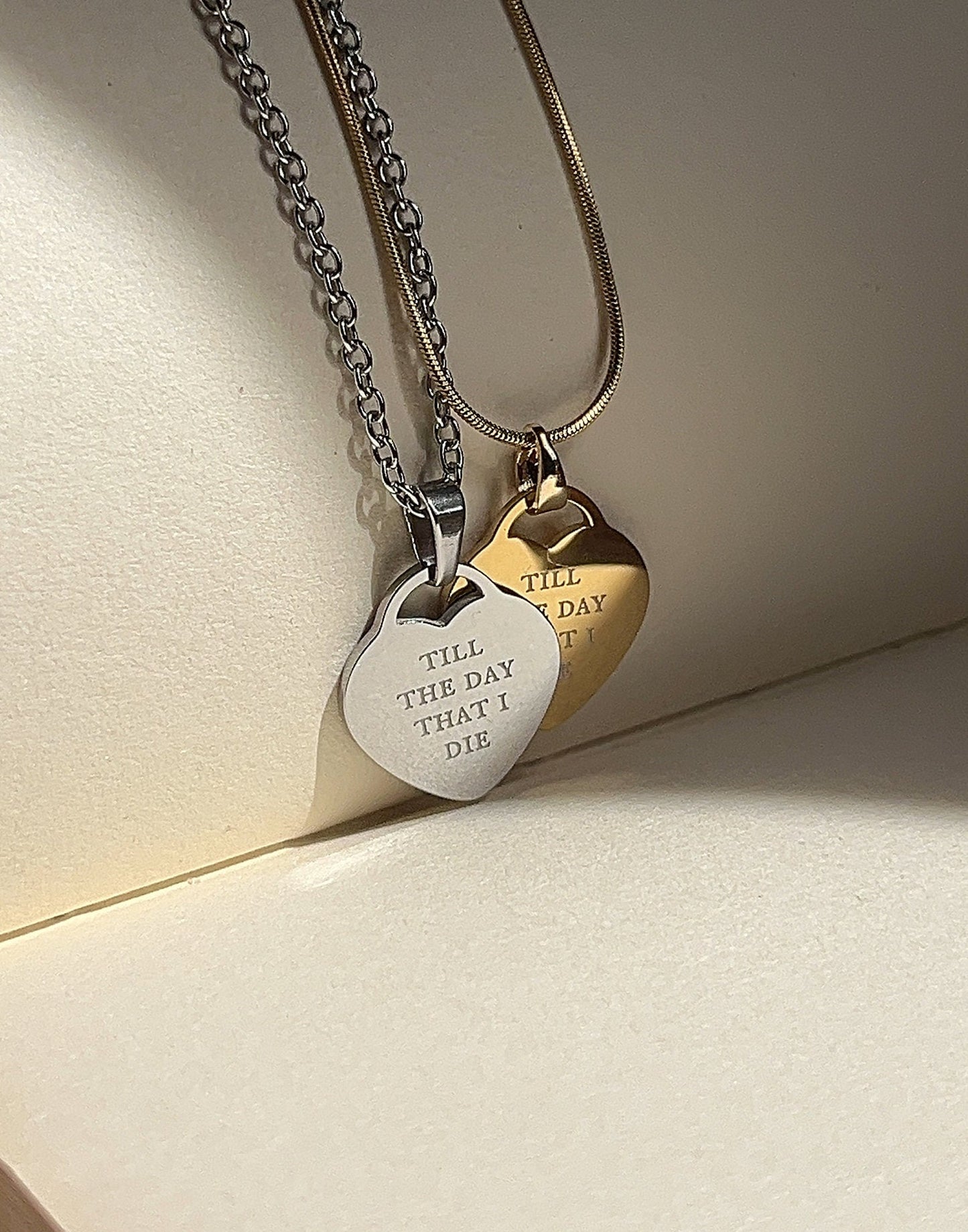Engraved Heart Necklace: Stainless Steel - Birds Of A Feather - Billie Inspired